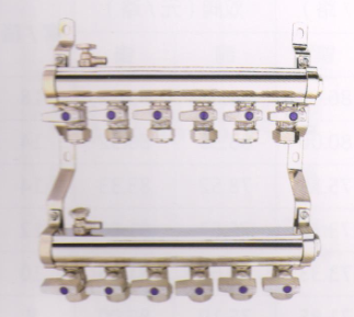 吕丰分水器管件_LF3384 FL1"G-V型定位球阀地暖分水器（镜面电镀 间距5.0）