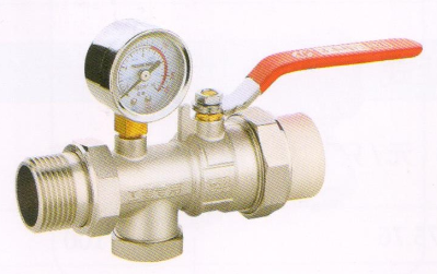 吕丰分水器阀门_LF228 PP-R带T型过滤器活接球阀（带压力表）