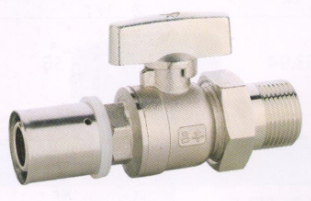 吕丰卡压式球阀_LF239卡压式黄铜外丝活接球阀（镍）