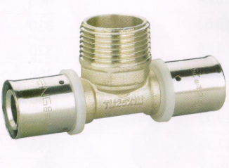 吕丰铝塑管卡压式_LF406铝塑管卡压式-外丝三通