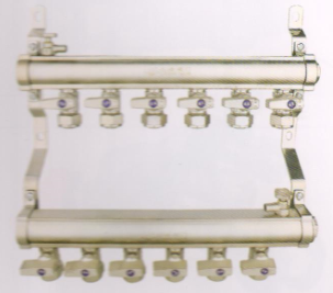  吕丰分水器管件_LF3386 FL1＂G-VI型定位球阀地暖分水器（间距5.5）