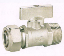 吕丰球阀_LF256M 卡套式直柄黄铜外丝球阀（镍）