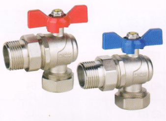 吕丰球阀_LF260角式卡套黄铜活接球阀（红蓝柄）