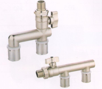 吕丰卡压式球阀_LF240卡压式黄铜H/F型外丝活接球阀（镍）