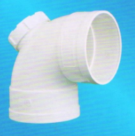 宏岳PVC_U排水管材管件__90°带检弯头